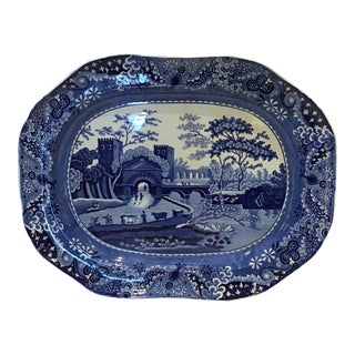 19th Century English Blue and White Transferware Plate For Sale