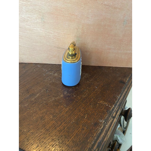 Mid 20th Century Vintage Wedgwood Blue Lighter With Cream Cherubs