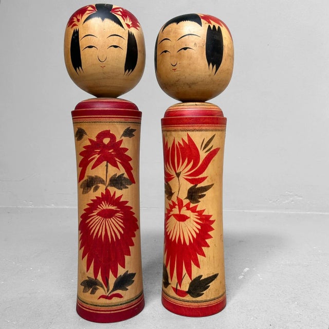 Large Naruko School Kokeshi from Okazaki, 1960s, Set of 2 For Sale - Image 10 of 12