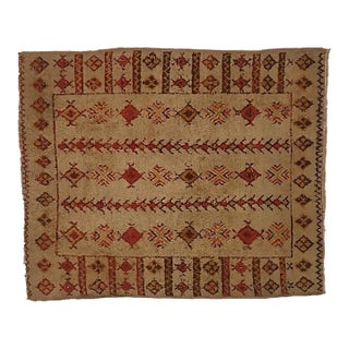 1970s Vintage Moroccan Rug, 4'7" X 5'8" For Sale