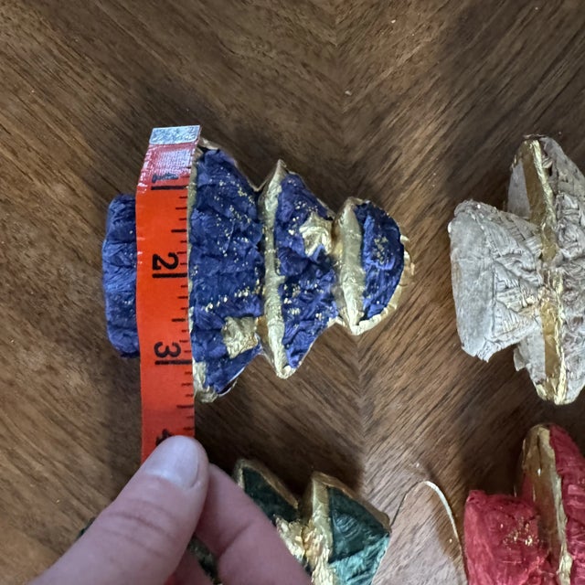 Gold 1980s Paper Mache Christmas Tree Ornaments-Set of 4 For Sale - Image 8 of 9