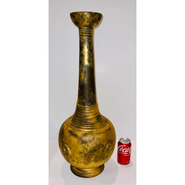 2020s Global Views Asian Modern Long Neck Gold Finished Vase For Sale - Image 5 of 6