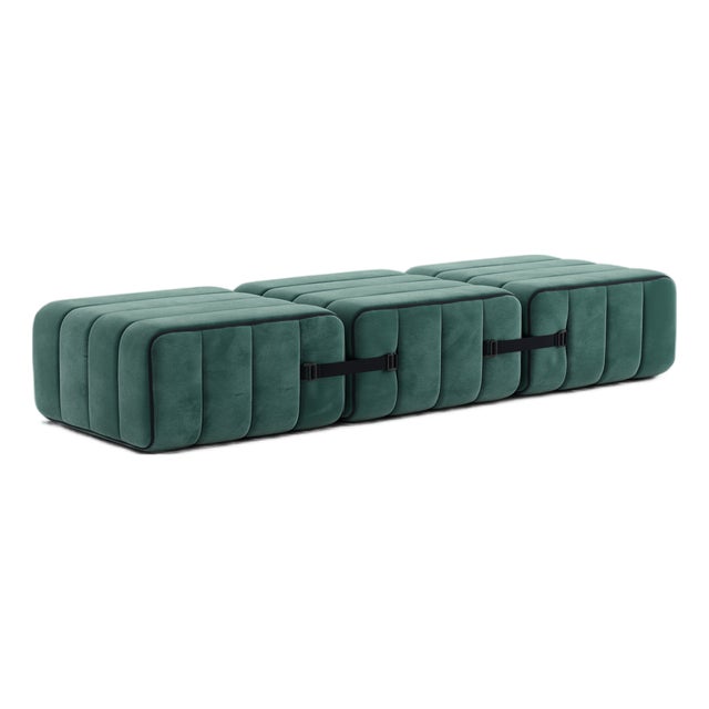 Curt Modular Set - Flexible Bench - Barcelona - Serpentine - V3347/39 (Green) by Ambivalenz, Set of 3 For Sale