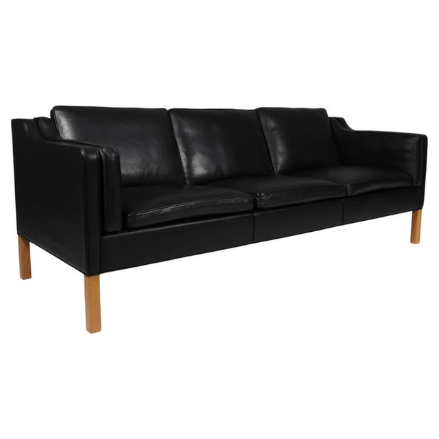 Black Model 2213 3-Seater Sofa in Black Leather by Børge Mogensen for Fredericia, 2011 For Sale - Image 8 of 8
