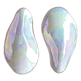 Indulge Nº3 Iridescent Handmade Porcelain Bowls with 24-Carat Golden Rim by Sarah-Linda Forrer, Set of 2 For Sale