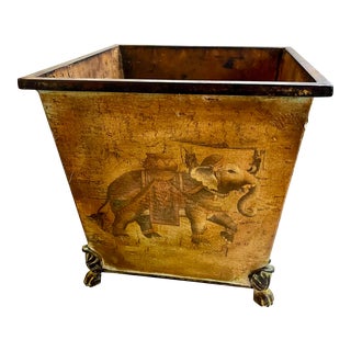 Vintage Claw Foot Tole Jardiniere / Planter For Sale