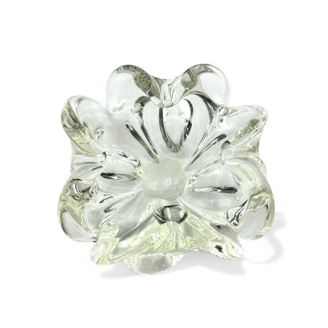 Mid-Century Modern Vintage Murano Clear Art Glass Bowl Ashtray For Sale - Image 3 of 5