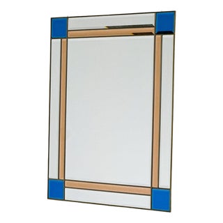 Vintage Italian Brass Beveled Mirror, 1980s For Sale