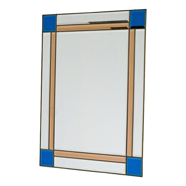 Vintage Italian Brass Beveled Mirror, 1980s For Sale