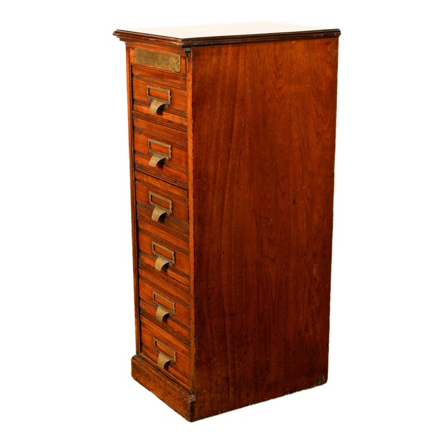 Antique Edwardian Walnut Six Drawer Shannon Filing Cabinet Co New York 1910 For Sale - Image 4 of 15