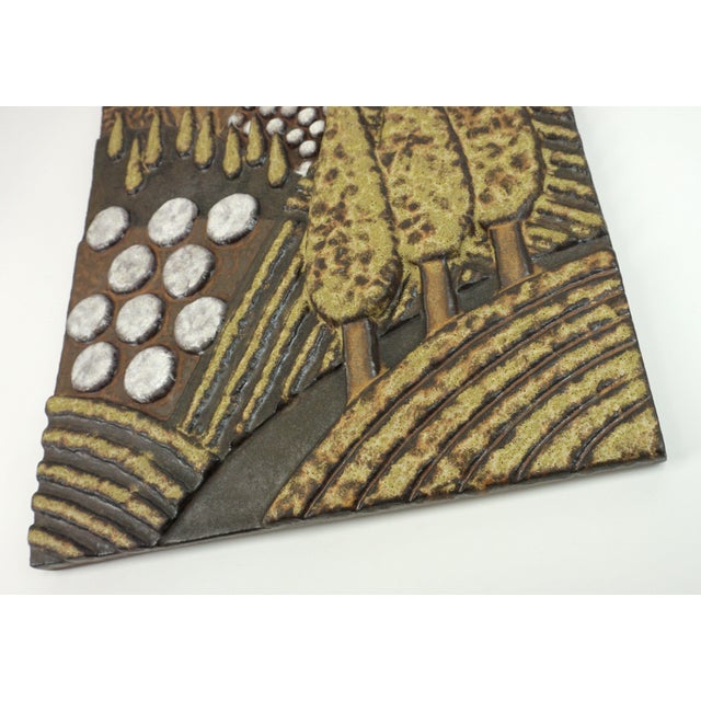 Brown Large Ceramic Wall Panel by Dietmar Liedke for Karlsruher Majolika, 1970s For Sale - Image 8 of 12