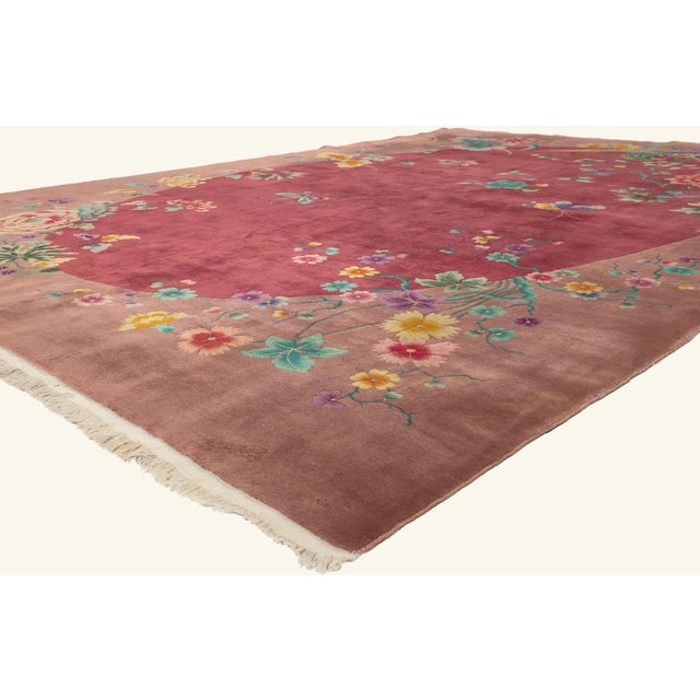 79698 Vintage Chinese Art Deco Rug, 09'07 x 13'05. The Phoenix Garden: A Vintage Chinese Art Deco Masterpiece of Eternal...