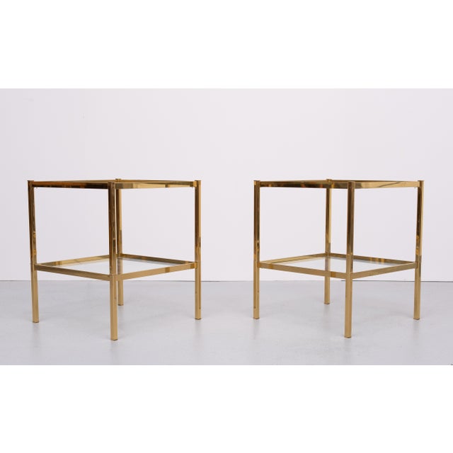Metal Brass Side Tables attributed to Maison Baguès, France, 1970s, Set of 2 For Sale - Image 7 of 8