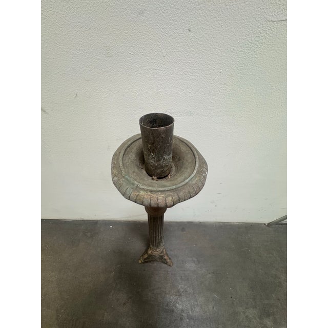 Antique Tall French Gothic-style or religious altar candlestick, likely constructed from cast brass and bronze similar...