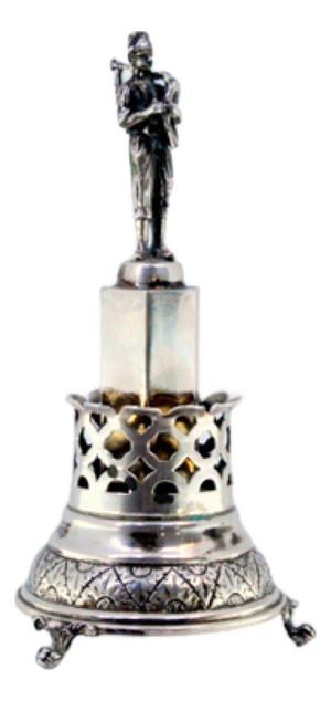 Silver Toothpick Holder with Bagpipe Player