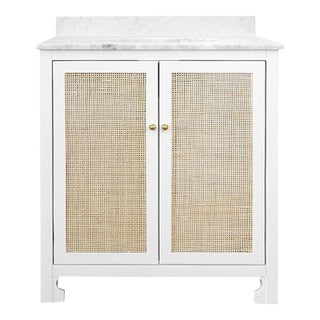 Boyd White & Rattan Vanity For Sale