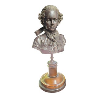 Theodore Alexander Bronze Bust of Young Mozart on a Turned Fruitwood Base For Sale