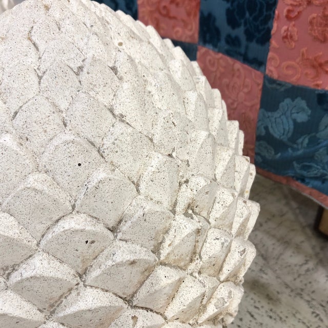 1980s Vintage Stone Painted Artichoke Garden Ornaments - Set of 2 For Sale - Image 5 of 5