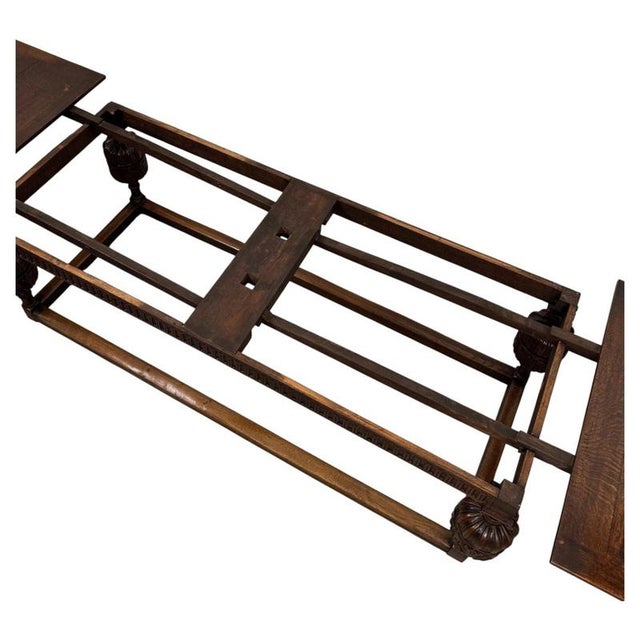 19th Century Antique English Oak Draw-Leaf Dining Table For Sale - Image 3 of 11