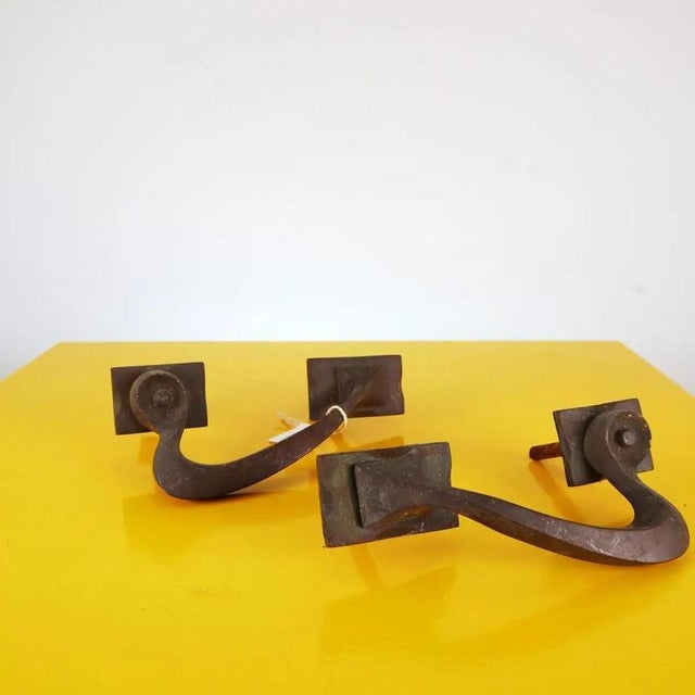 Brown Art Nouveau Hand-Forged Handles, Set of 2 For Sale - Image 8 of 8