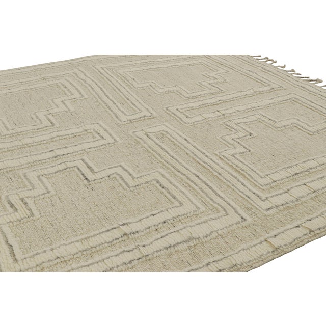 Rug & Kilim Rug & Kilim’s Modern Rug With White High-Low Geometric Patterns For Sale - Image 4 of 7