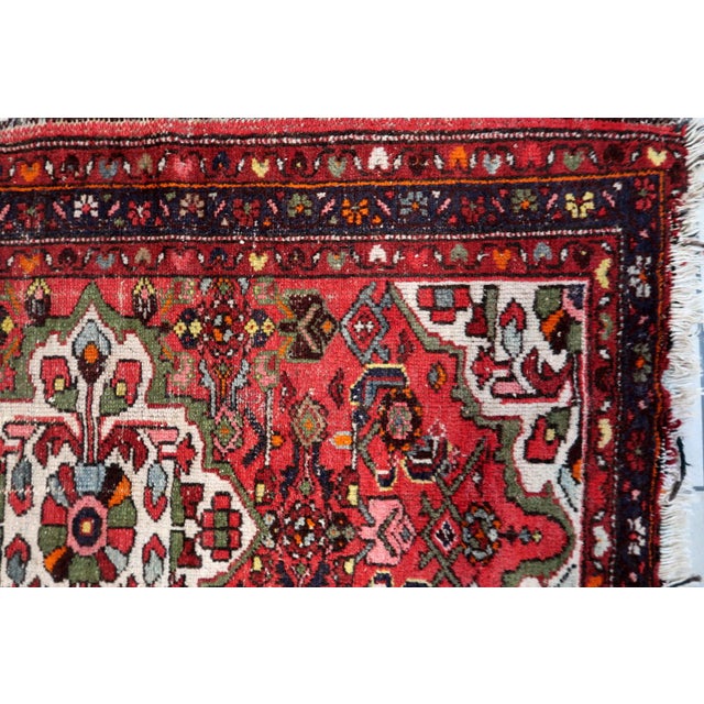 Textile 1920s, Antique Persian Hamadan Rug, Floral Medallion, 3 X 5 For Sale - Image 7 of 12