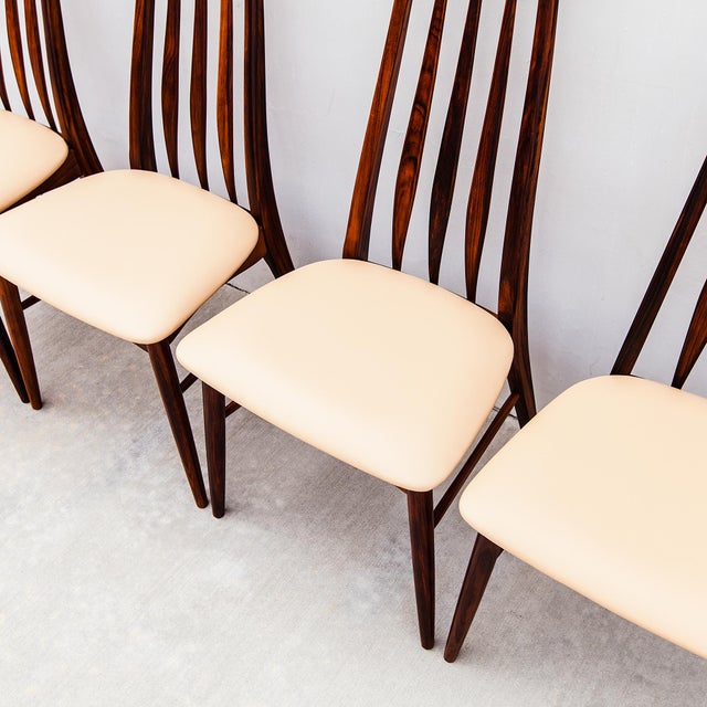 Koefoeds Hornslet 1970s Restored Danish Mid Century Modern Rosewood "Eva" Dining Chairs by Niels Koefoed For Sale - Image 4 of 13