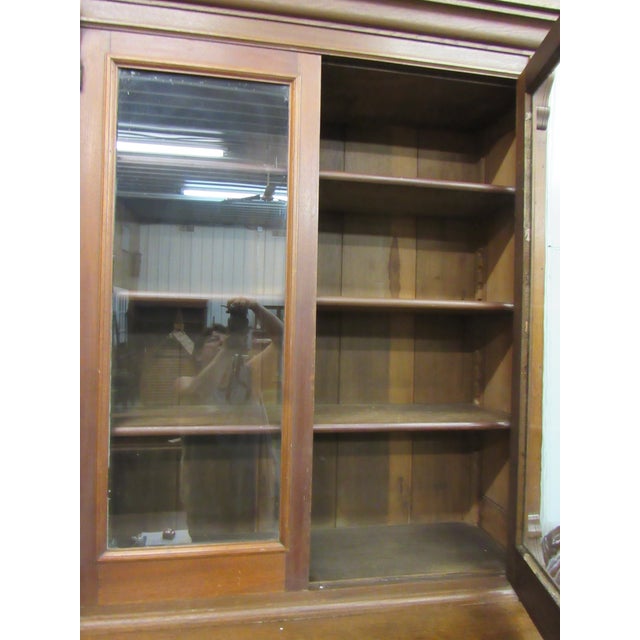 Victorian Antique Victorian Walnut Step-Back China Cabinet With Glass Doors, 19th Century Style For Sale - Image 3 of 5