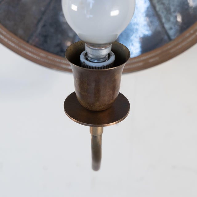 Vintage Art Deco Round Mirrored Wall Lights, Set of 2 For Sale - Image 4 of 14