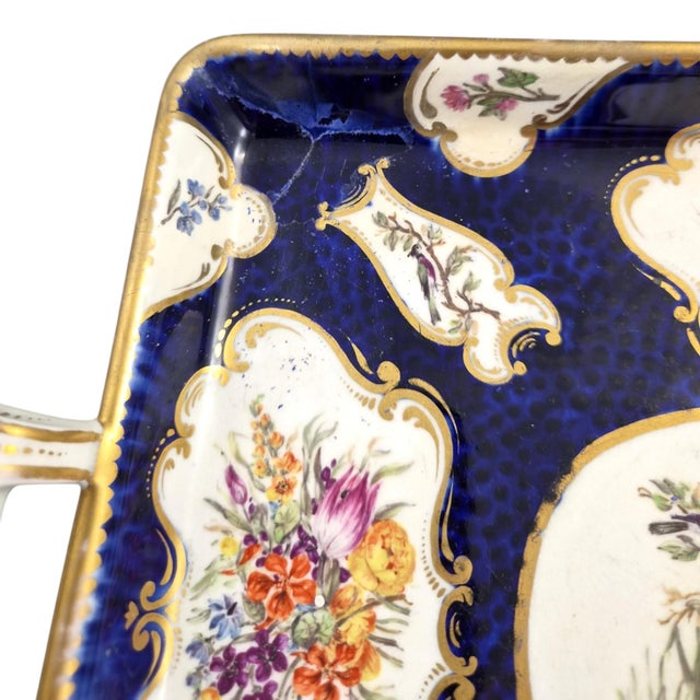 English Cobalt Blue Exotic Bird Tray, 1800s For Sale - Image 11 of 13