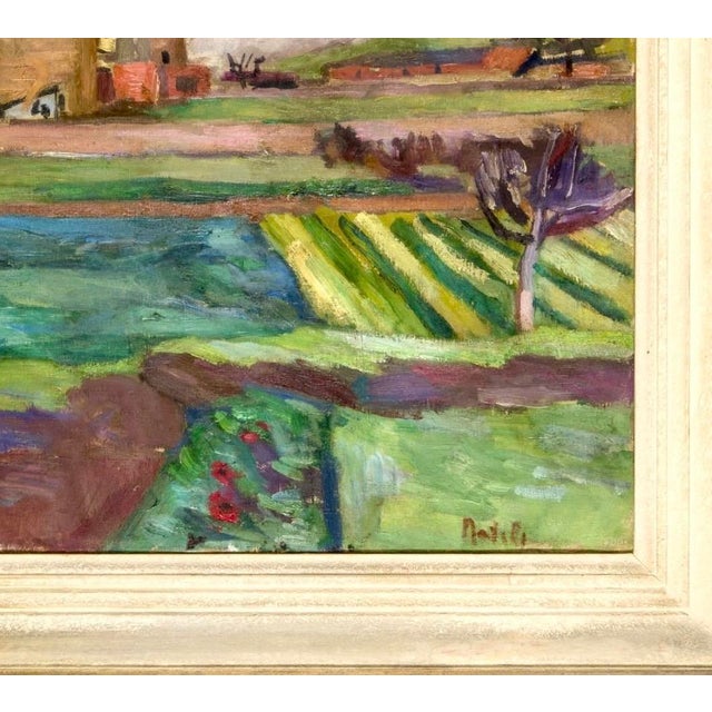 Mid-Century Modern Aldo Natili, 1940s Italian Signed Fauve Style Landscape Oil on Canvas Painting, Oil on Canvas For Sale - Image 3 of 12