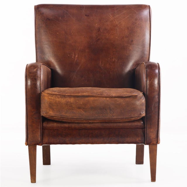 A Dutch Classic Leather Club Chair, C. 1960. For Sale - Image 4 of 10