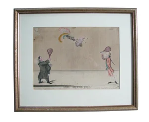18th Century "Miss Shuttle-Cock" Satirical Hand-Colored Print by M. Darly