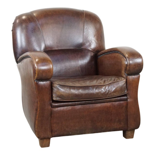 Club Chair in Dark Sheepskin For Sale