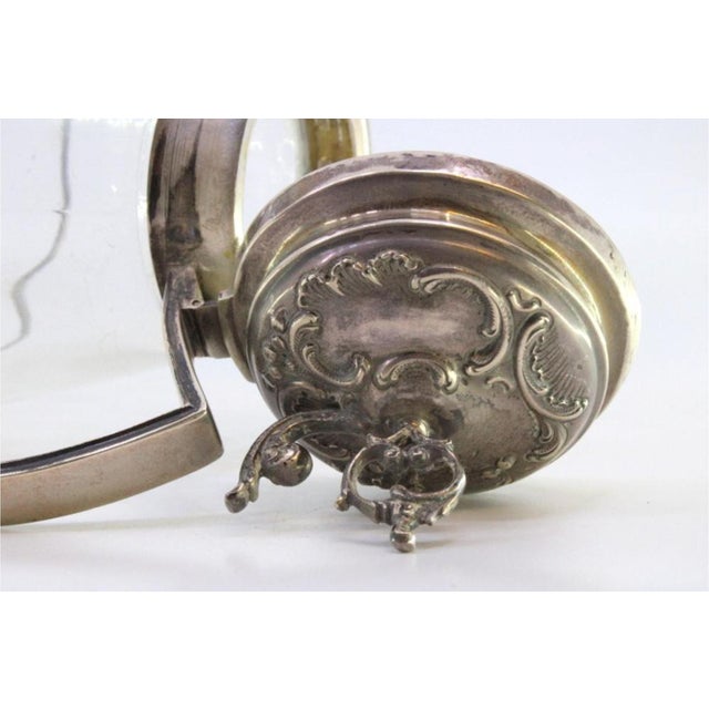 Glass Wine Jug with Silver Stand and Raised Application Lid with Hollow Knob For Sale - Image 5 of 9