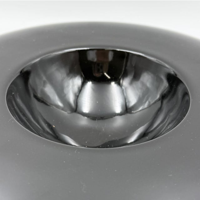 1960s Sicart Italian Space-Age Black Ceramic Low Bowl / Centerpiece For Sale - Image 5 of 6