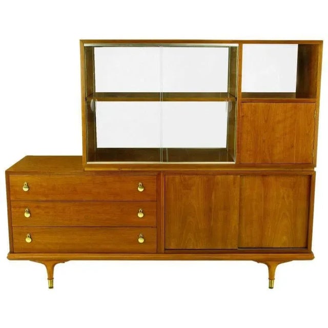 Renzo Rutili Walnut Double-Sided Cabinet for Johnson Furniture For Sale - Image 10 of 10