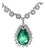 Pear-Shaped Cabochon Emerald & Diamond Halo Pendant Necklace in White Gold For Sale