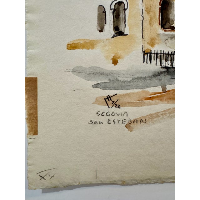 Henry Emil Salloch Original Watercolor on Paper San Esteban, Segovia España. 1972. For Sale - Image 4 of 6