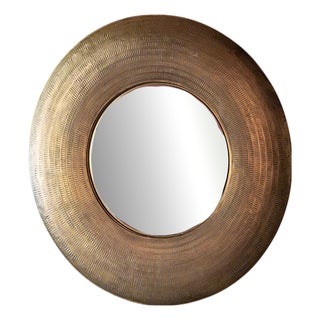 Large Hand-Hammered Copper Mirror, Italy, 1970s For Sale