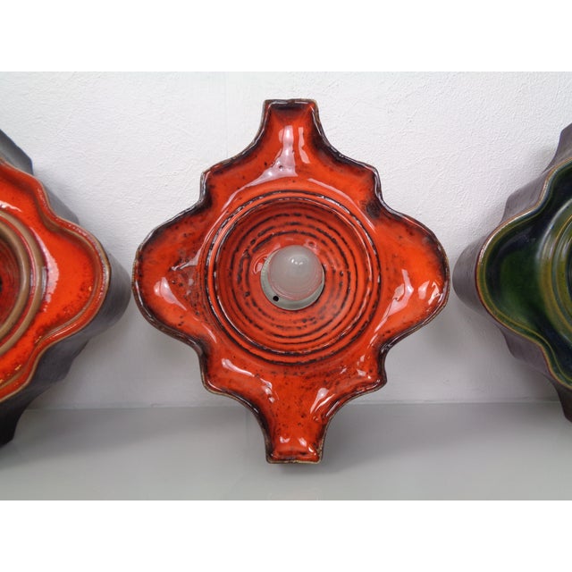 Pop Art German Ceramic Wall Lamps, 1970s, Set of 3 For Sale - Image 15 of 18