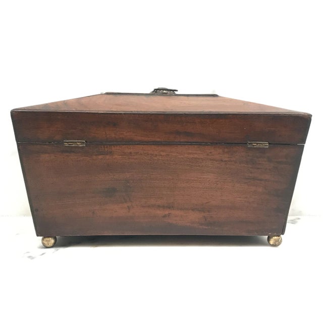 Brown Early 19th Century British Regency Tea Box With Original Key For Sale - Image 8 of 12