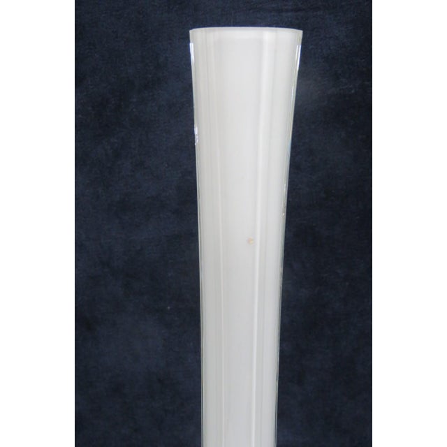 Eiffel Tower Vase White Glass With Slim Tapered Neck and Clear Footed Base 4828b For Sale - Image 4 of 18
