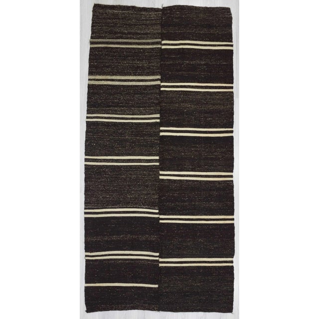 Vintage White Striped Black Kilim Rug - 5' x 10'7" For Sale In Los Angeles - Image 6 of 6