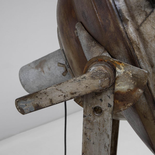 Brass 20th Century Czech Republic Aged Brass and Bronze Oversized Studio Spotlight Lamp On A Tripod Stand For Sale - Image 8 of 10