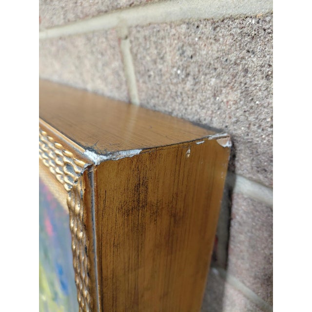 Late 20th Century Framed Signed Greg Singley Irises in Lavender and Gold Oil on Canvas For Sale - Image 9 of 12