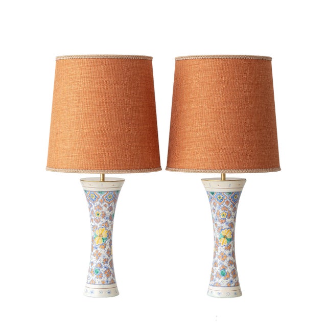 1918 Dutch Hand-Painted Floral Ceramic Table Lamps, Set of 2 For Sale - Image 16 of 16