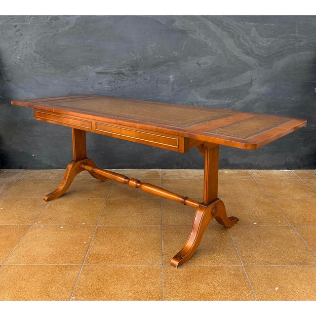 Spanish Drop-Leaf Writing Table with Leather Top, 1950 For Sale - Image 6 of 11