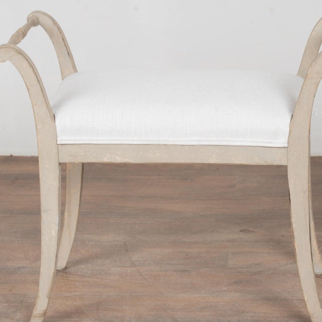 Early 20th Century Pair, Gray Swedish Gustavian Tabouret Stools, Circa 1920 For Sale - Image 5 of 15