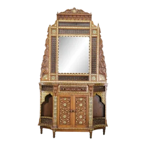 Extremely Rare Morrocan Inlaid Mirrored Vitrine Bookcase Circa 1890